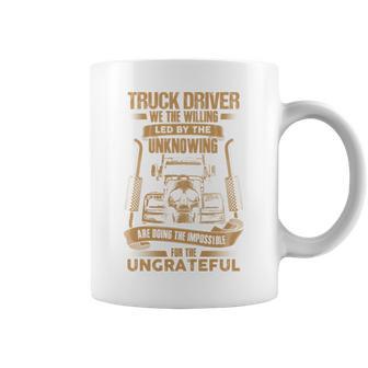 Truck Drivers Fun Truckers トラッキング スカル バックサイド 長袖tシャツ コーヒーマグ - Kawaiitshirt