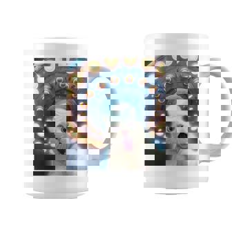 Ufo エイリアンフライングソーサー付き面白い白猫愛好家セルフィー 長袖tシャツ コーヒーマグ - Kawaiitshirt