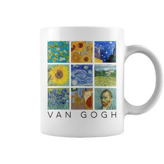 Van Gogh Pintura Collage Con Noche Estrellada Y Girasoles Taza de café - Regaloses