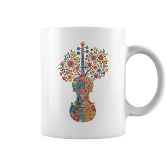 Violín Abstracto Flores Colorido Arte Gráficoiolín Taza de café - Regaloses