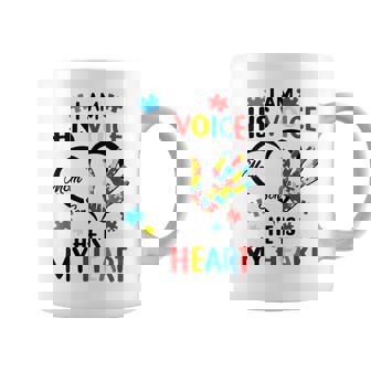 I Am His Voice He Is My Heart Autism Awareness Mom Son Coffee Mug | Mazezy