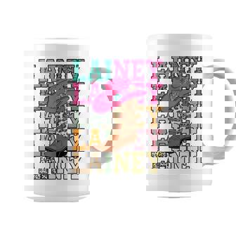 Western Cowgirl Lainey First Name Personalized Black Coffee Mug - Thegiftio