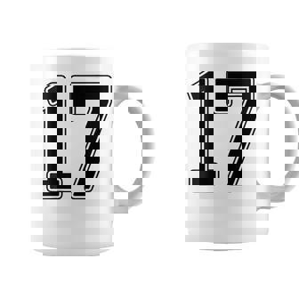 【バックプリント・背中側】17 数字 背番号 ユニフォーム ナンバー【ブラック／黒の文字】スポーツ 野球 サッカー 部活 コーヒーマグ - Kawaiitshirt