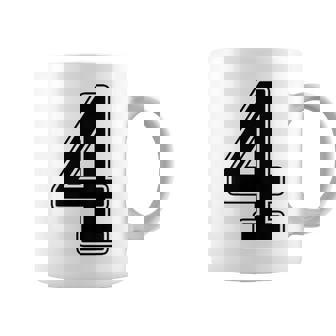 【バックプリント・背中側】4 数字 背番号 ユニフォーム ナンバー【ブラック／黒の文字】スポーツ 野球 サッカー 部活 コーヒーマグ - Kawaiitshirt