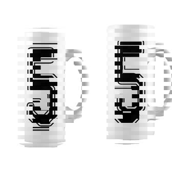 【バックプリント・背中側】5 数字 背番号 ユニフォーム ナンバー【ブラック／黒の文字】スポーツ 野球 サッカー 部活 コーヒーマグ - Kawaiitshirt