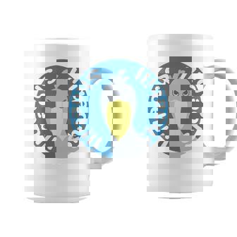 【バックプリント・背中側】ハシビロコウ『ロゴマーク』ブルー 青【どうぶつフレンズ】鳥 動物 ゆるくて かわいい イラスト コーヒーマグ - Kawaiitshirt