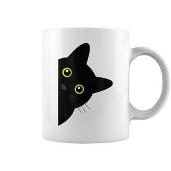 【覗くネコ】黒猫 にゃんこ 猫好き 猫 可愛い ネコ 子猫 ネコ好き 面白い 変な 遊び心 ネタ ウケ狙い おもしろ コーヒーマグ - Kawaiitshirt