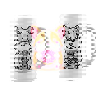 かわいいコーギーのドーナツを持つ漫画の犬愛好家アートキッズ。 コーヒーマグ - Kawaiitshirt