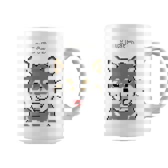 にぱっと笑う黒柴 柴犬のドット絵 コーヒーマグ - Kawaiitshirt