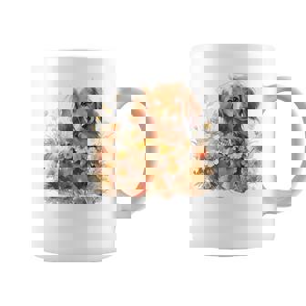 クリーム色の花のダックスフント 愛らしいミニドキシー犬 コーヒーマグ - Kawaiitshirt