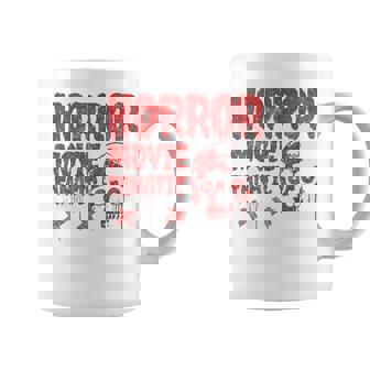 グランジー ダメージ加工 ホラー映画 ファン 赤 グラフィック 怖い頭蓋骨 長袖tシャツ コーヒーマグ - Kawaiitshirt