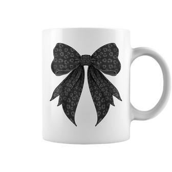 コケット リボン ブラック グレー チーター ヒョウ柄 女の子 ママ コーヒーマグ - Kawaiitshirt