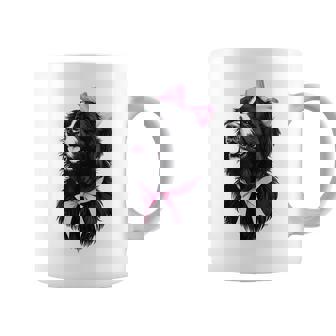 コケット リボン ニューファンドランド 犬 犬 ママ ピンクリボン 女の子 コーヒーマグ - Kawaiitshirt