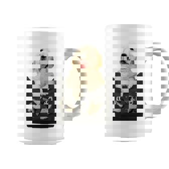 ゴールデンレトリバー ポケットに入った子犬 長袖tシャツ コーヒーマグ - Kawaiitshirt