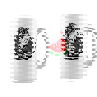 スイカの誕生日を食べるキュートで愛らしいハリネズミ コーヒーマグ - Kawaiitshirt