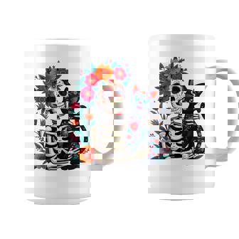 スケルトン ハグ 猫 シュガー スカル Día Los Muertos ハロウィン コーヒーマグ - Kawaiitshirt