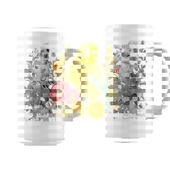 セキセイインコ 鳥 ママ セキセイインコ オウム ヴィンテージフラワー コーヒーマグ - Kawaiitshirt