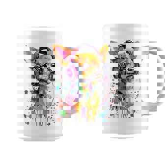 チワワの恋人 ポップアート ヘッドフォンを着て おもしろい チワワ 長袖tシャツ コーヒーマグ - Kawaiitshirt