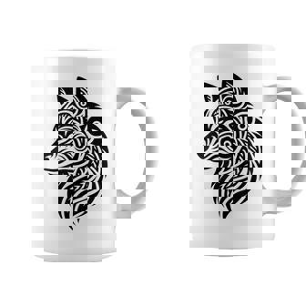 トライバルウルフ ポリネシア部族 マオリ柄 オオカミ コーヒーマグ - Kawaiitshirt