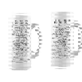 ドラムセットキット ヴィンテージ パテントドラマー ドローイングプリント コーヒーマグ - Kawaiitshirt