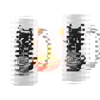 ヌードルキャット黒猫ラーメンデザイン コーヒーマグ - Kawaiitshirt