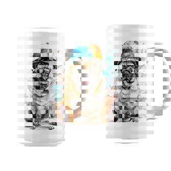 パグ、スナップバック キャップ、犬、カラフル、面白い、動物プリント コーヒーマグ - Kawaiitshirt