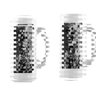 ピンナップガールtシャツ セクシーな天使の悪魔の女の子 B&W バックプリント コーヒーマグ - Kawaiitshirt