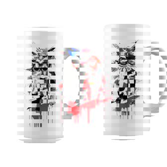 フクロウ アート 絵画 抽象 動物 描画 グラフィック フクロウ コーヒーマグ - Kawaiitshirt