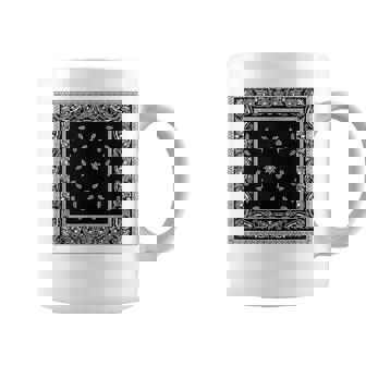 ホワイトブラックバンダナプリントtシャツ ペイズリー柄 コーヒーマグ - Kawaiitshirt