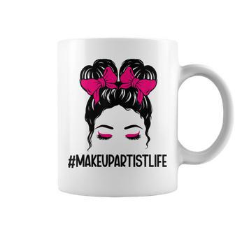 メイクアップアーティスト 美容師 美容師 顔 乱雑なお団子 コーヒーマグ - Kawaiitshirt