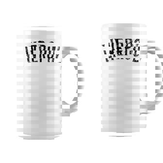 リバプール イギリス ヴィンテージ ブラック テキスト アパレル コーヒーマグ - Kawaiitshirt