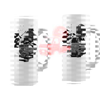 レトロな赤いミニトラックと日本の夕日。 長袖tシャツ コーヒーマグ - Kawaiitshirt