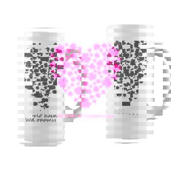 世界中の幸せを願う 可愛い ハート ピンク クローバー 反戦 平和 バックプリント コーヒーマグ - Kawaiitshirt