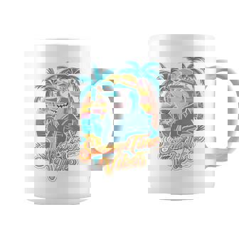 夏休み サメ ビーチ トロピカル サンセット ヤシの木 長袖tシャツ コーヒーマグ - Kawaiitshirt