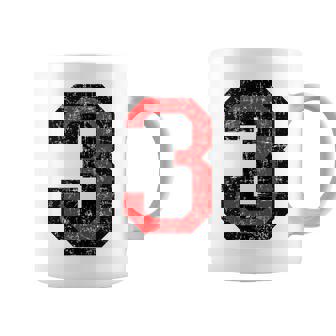 数字 3 ヴィンテージブラック&レッド コーヒーマグ - Kawaiitshirt