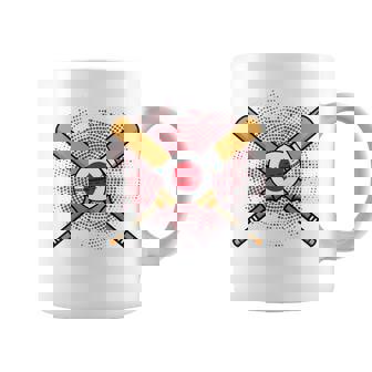 日本のクリケットラケットとボールの旗 長袖tシャツ コーヒーマグ - Kawaiitshirt