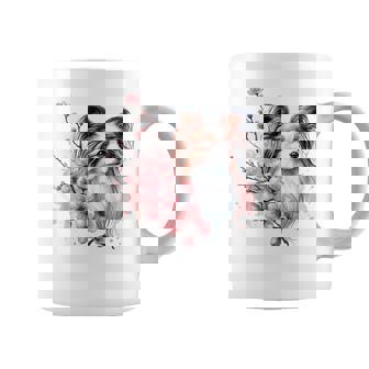 桜 水彩パピヨン コーヒーマグ - Kawaiitshirt