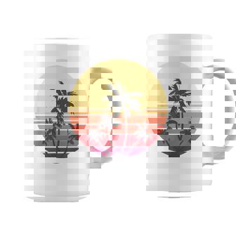 涼しい 夏休み メンズ レディース サンセット ビーチ ヤシの木 コーヒーマグ - Kawaiitshirt