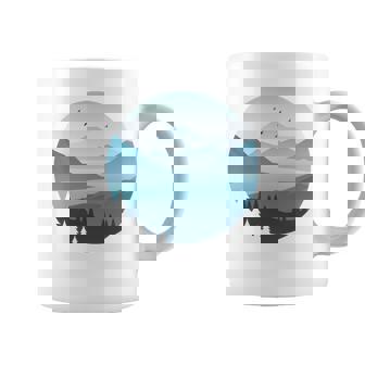 湖 森 風景 山 シルエット 長袖tシャツ コーヒーマグ - Kawaiitshirt