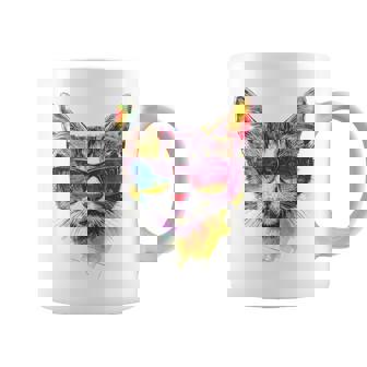 猫 動物 抽象 モチーフ サングラス イラスト アート ネコ コーヒーマグ - Kawaiitshirt