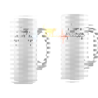 猫心電図心拍オールドスクールルックアニマル 長袖tシャツ コーヒーマグ - Kawaiitshirt