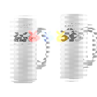 耳結びうさぎ 赤青黄 Cぽむこ かわいい うさぎ キャラクター 長袖tシャツ コーヒーマグ - Kawaiitshirt