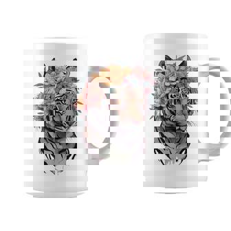 花柄 水彩 虎 花 王冠 虎好き コーヒーマグ - Kawaiitshirt