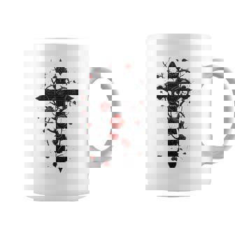 赤いバラのゴシック・クロス 長袖tシャツ コーヒーマグ - Kawaiitshirt