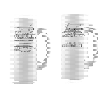 電車 ヴィンテージ 青写真 図 グラフィック 電気機関車 コーヒーマグ - Kawaiitshirt