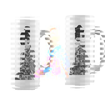 青い着物を着た美しい芸者 日本画 鳥居 言人 帯 美人画 新版画 日本画 長袖tシャツ コーヒーマグ - Kawaiitshirt