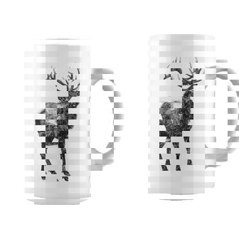 鹿 動物 プリント モチーフ 図面 イラスト ポートレート 鹿 コーヒーマグ - Kawaiitshirt