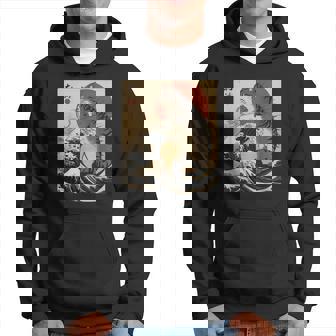 Catzilla 日本の波 ヴィンテージ 夕日 面白い 猫 アート パーカー - Kawaiitshirt