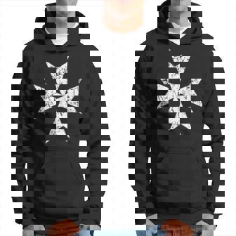 Imprimé Croix De Malte Petite Poche Poitrine Blanc Sweat à capuche - Cadeauxyz