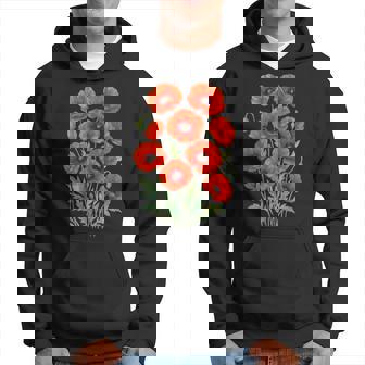 Jolies Fleurs Coquelicots Rouges En Pleine Floraison Formes Blanches Mania Sweat à capuche - Cadeauxyz